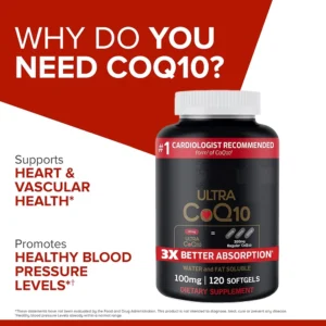Ultra CoQ10 100mg Softgels, Antioxidant for Heart Health & Energy