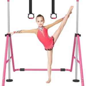 Adjustable Height Folding Gymnastic Bar for Kids,